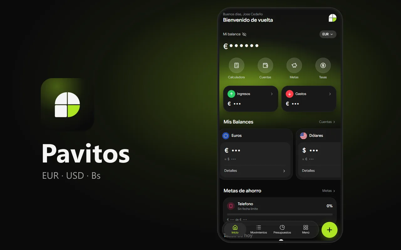 Icono de Pavitos junto a la pantalla de inicio de la app en un móvil